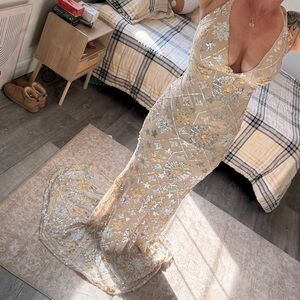 Sequin Celestial Beige Dress